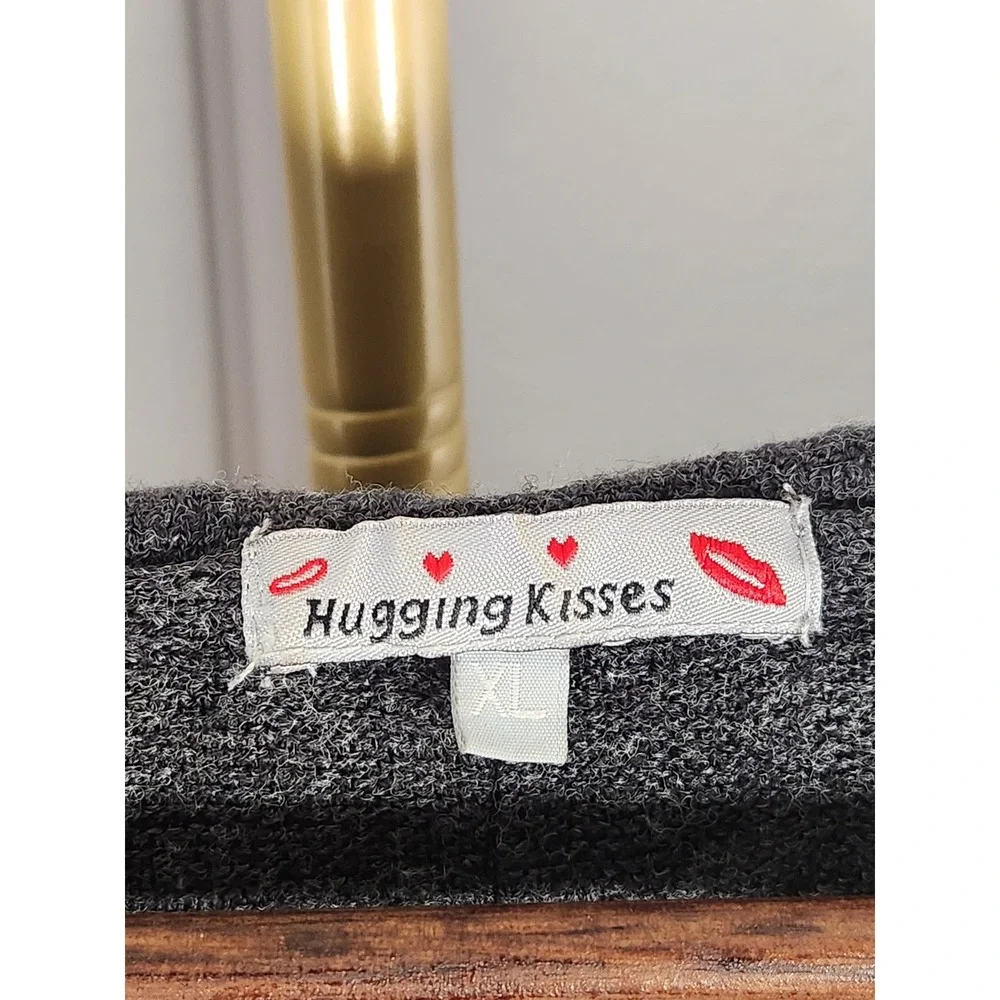 Hugging Kisses Black Mixed Media Leopard Print Ruffled Button Cardigan Size XL‎